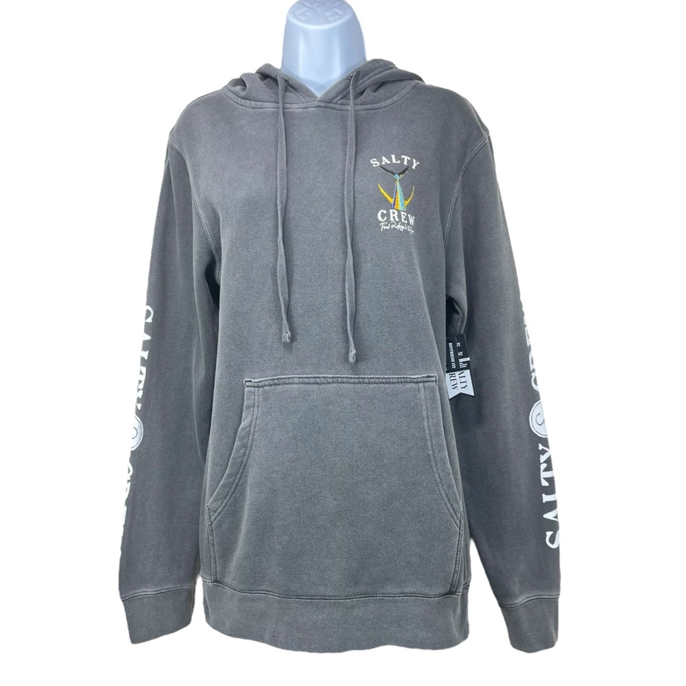Salty Crew | Women Small Faded Black Graphic Tailed Boyfriend Hoodie Sweatshirt